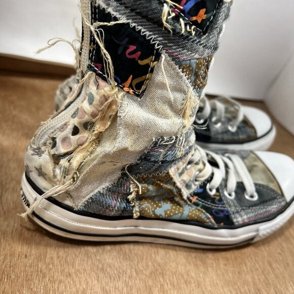 Converse Chuck Taylor Knee High Women Size 6 Patchwork Sneakers Back Zip - Picture 2 of 14